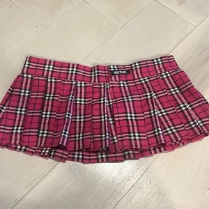 Pink Plaid Mini Skirt